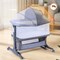Spanspace 5-in-1 Baby Bassinet Bedside Sleeper for Newborns, Baby Crib with Mosquito Net, 6-Height Adjustable, Foldable Travel Bassinet with Wheels, Breathable 3D Wool Mattress and Rocking Mode, Gray